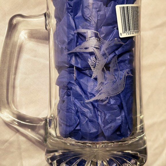 Vintage Genesee Beer Gold Rim Etched Flying Ducks Glass Mug Stein NEW Cond - Picture 2 of 7
